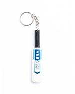 Versus mini cricket bat keychain with Versus wordmark on the blade