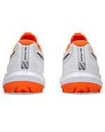 Asics Gel-Peake shoes in White/Orange, heel view showing GEL-PEAKE branding.