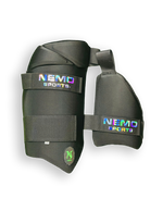 Nemo Thigh Guard showing padded protective gear for the thigh in a neutral stance, designed for safety and comfort.