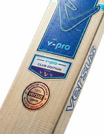 Close-up of the Versus V-Pro Club Edition hardball baseball bat showing the handle and branding details.