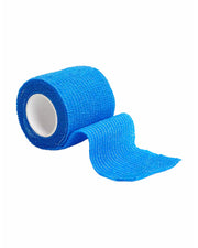 Blue non-woven cohesive sports bandage for wrist, finger, and hand support.
