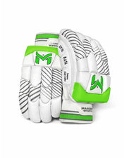 Manger BA 56 Edition batting gloves with black and white design, padded palms, and adjustable wrist straps.