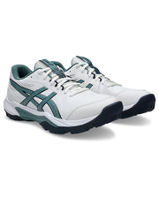 Pair of Asics Gel-Peake shoes in White/Green, front angled view.
