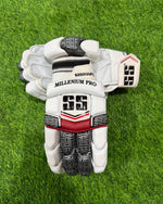 Grey SS batting gloves with padded palms and adjustable wrist straps.
