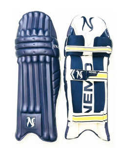 Nemo UM-23 cricket batting pads in Navy, front and back view