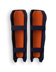Moonwalkr Wicket Keeping Shin Guards, durable protective gear for cricket wicket keeping, shown in black with adjustable straps.