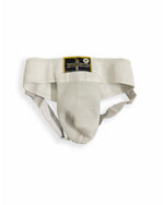 White protective jockstrap by Versus with supportive front pouch.