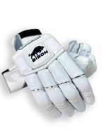 Cooper Bison 24 batting gloves with black and white design, padded palms and adjustable wrist straps for cricket or baseball batting.