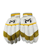Yellow Manger Pro 99 batting gloves with padded palms and adjustable wrist strap.