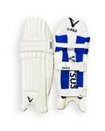 Versus V-Pro Batting Pads showing padded leg guards with adjustable straps and protective knee and shin coverage.