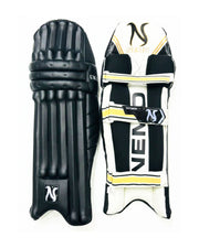 Nemo UM-23 cricket batting pads in Black, front and back view