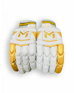 Manger Gold Edition batting gloves with padded palms and adjustable wrist straps.