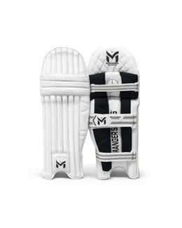Manger Batting Pads Pro 87 Edition, cricket batting pads with protective padding and adjustable straps.