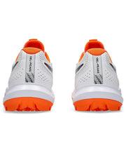 Asics Gel-Peake shoes in White/Orange, heel view showing GEL-PEAKE branding.