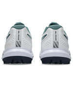 Asics Gel-Peake shoes in White/Green, heel view showing GEL-PEAKE branding.