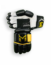 Black Manger Pro 89 Edition batting gloves with padded palms and adjustable wrist straps.