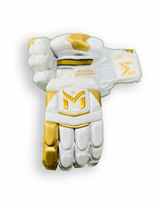 Manger Gold Edition batting gloves showing padded finger protection and adjustable wrist strap.