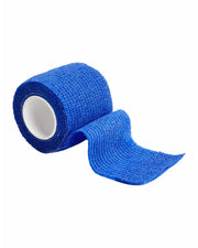 Dark blue non-woven cohesive sports bandage for wrist, finger, and hand support.