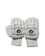 Dul Dul premium batting gloves with finger cuts in white, pair back of hand view