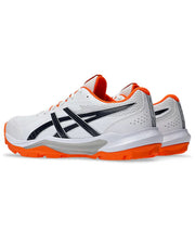 Asics Gel-Peake shoes in White/Orange, side profile view.
