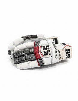 Grey SS batting gloves with padded palms and adjustable wrist straps for comfortable cricket batting protection