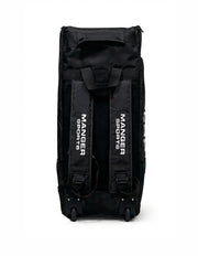 Manger X-Pro Edition premium kit bag in black and white with multiple compartments and sturdy straps for travel and storage.