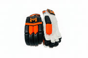 Red Manger beginners batting gloves with padded palms and adjustable wrist straps for comfortable cricket batting.