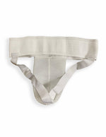 White protective jockstrap by Versus with supportive waistband and breathable fabric, designed for athletic protection.