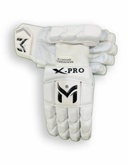 White Manger X-Pro Batting Gloves with padded palms and adjustable wrist straps for enhanced grip and comfort.